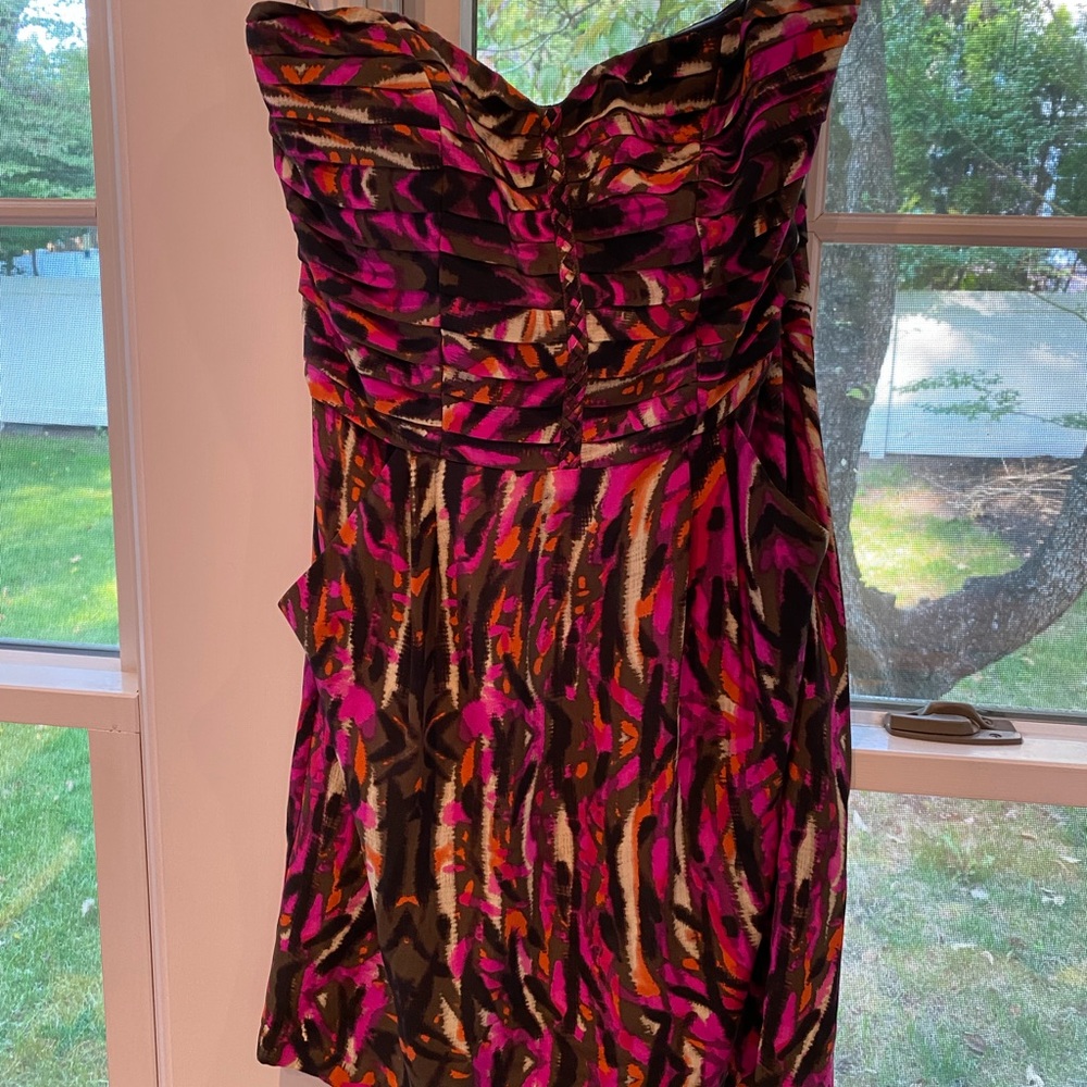 Charlie Jade silk strapless multicolor mini dress